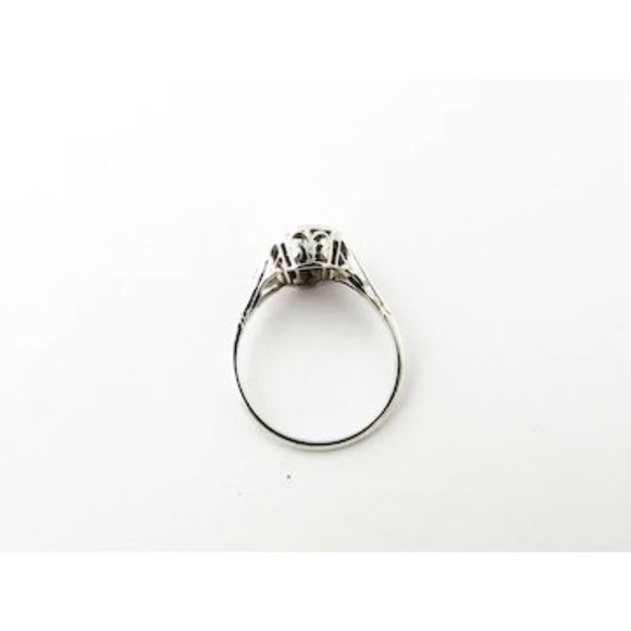 Vintage Art Deco Filagree 18K White Gold .25ct Diamond Solitaire #21 - Picture 2 of 5